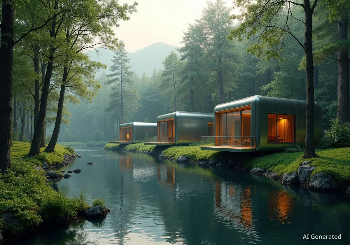 Mirrored Cabins Expand Oregon Riverside Lodge