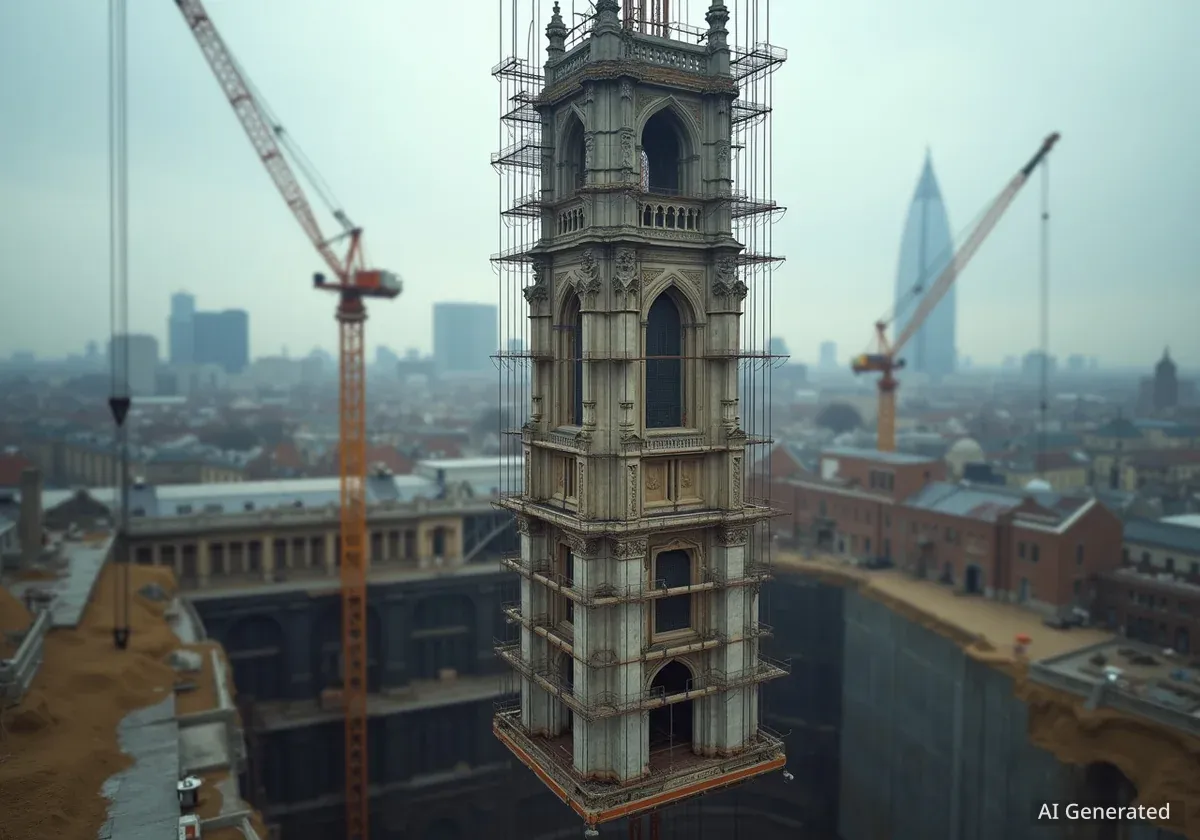 700-Year-Old London Church Tower Suspended for Skyscraper