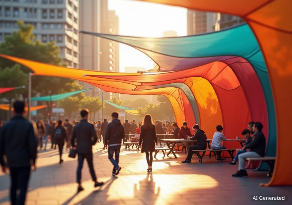 Fabric Pavilions Transform Shanghai Public Spaces