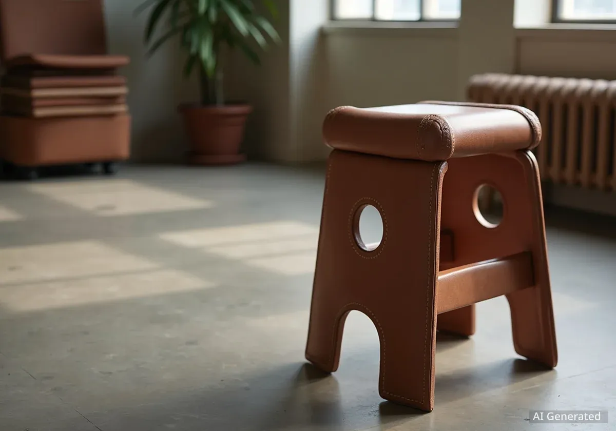 Lecrase Stool Uses Upcycled Leather Offcuts in Design