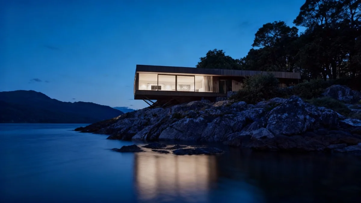Modernist Home Cantilevers Over Scottish Loch