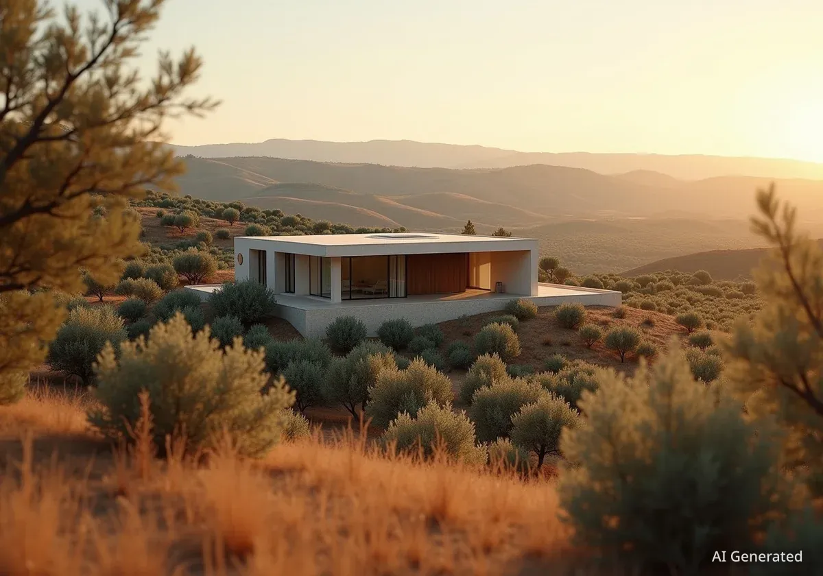 New Spanish Residence Blends with Olive Grove Landscape