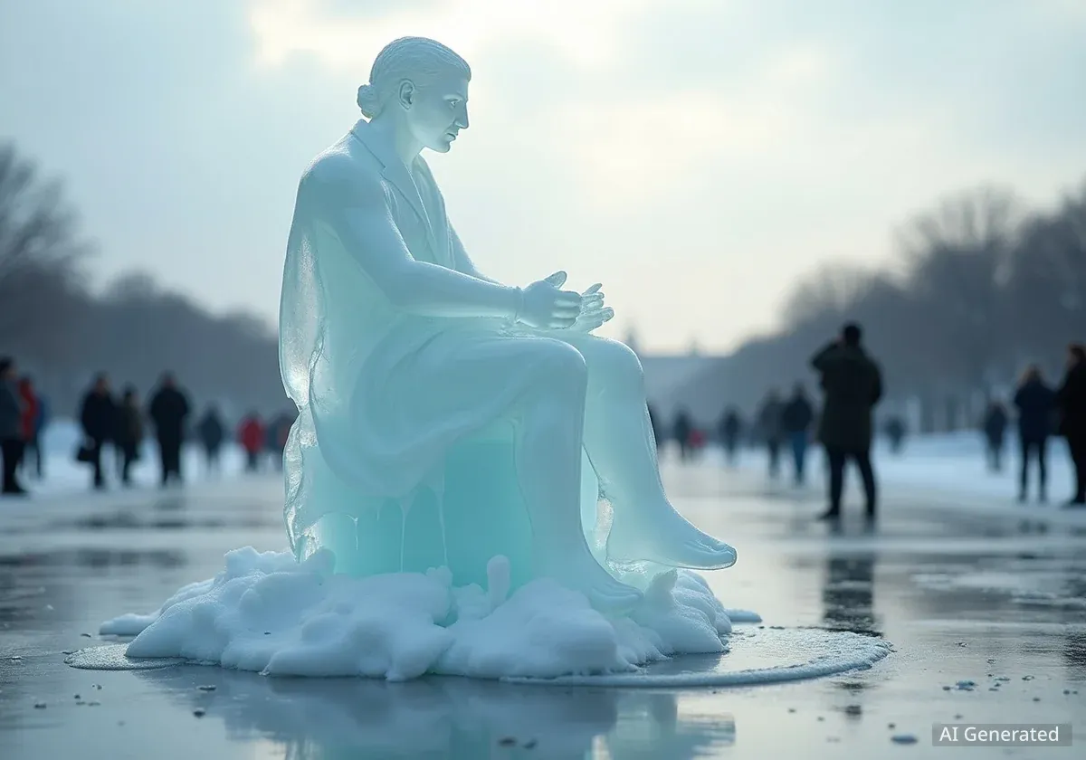 Melting Ice Sculpture on National Mall Symbolizes Democracy